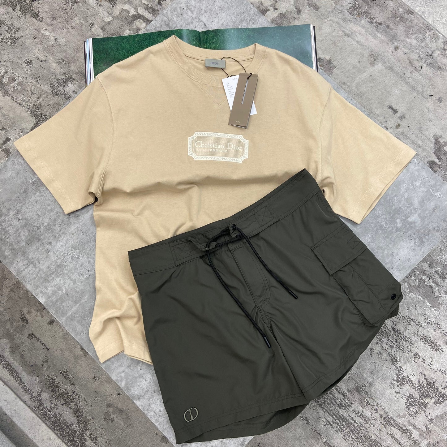 CD LOGO SWIM SHORTS - KHAKI