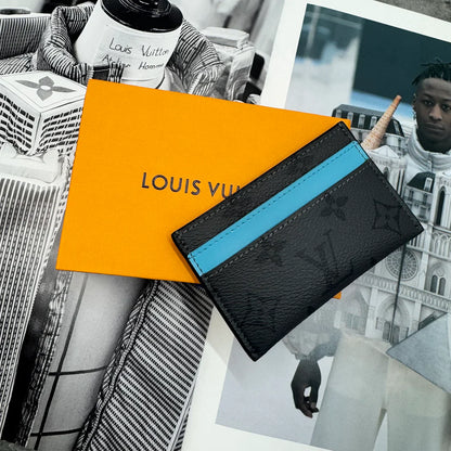 (PRE ORDER) LVE MONOGRAM CARDHOLDER - GREY / AQUA