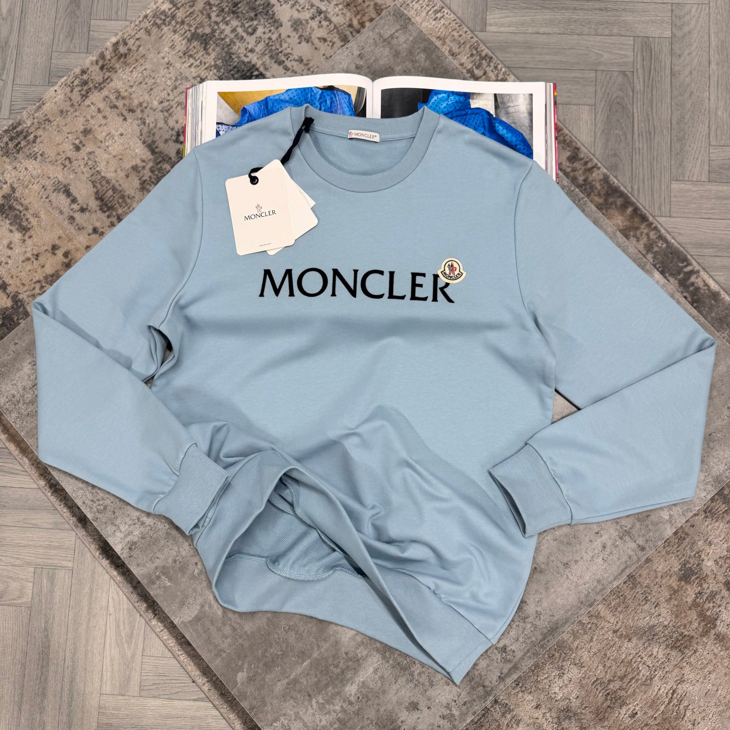 MNCLR LOGO CREWNECK JUMPER - BLUE