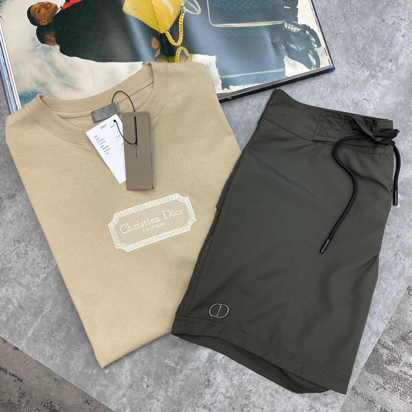 CD LOGO SWIM SHORTS - KHAKI