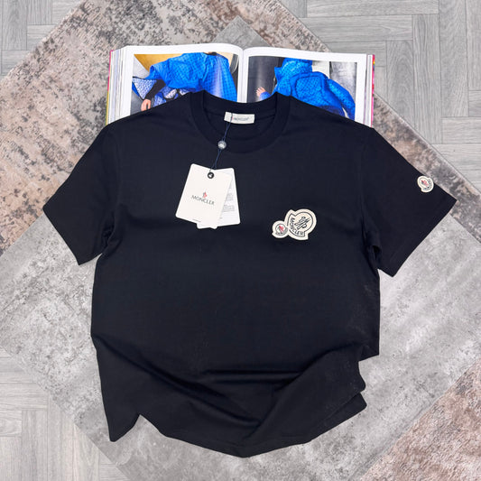 MONCLER DOUBLE BADGE T SHIRT - BLACK