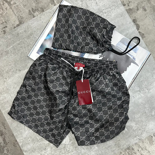 GG BAGGED SWIM SHORTS - BLACK