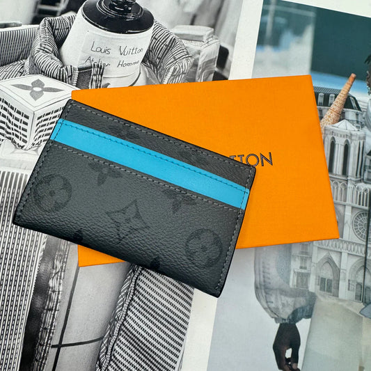 (PRE ORDER) LVE MONOGRAM CARDHOLDER - GREY / AQUA