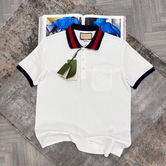 GG POCKET POLO - WHITE / NAVY