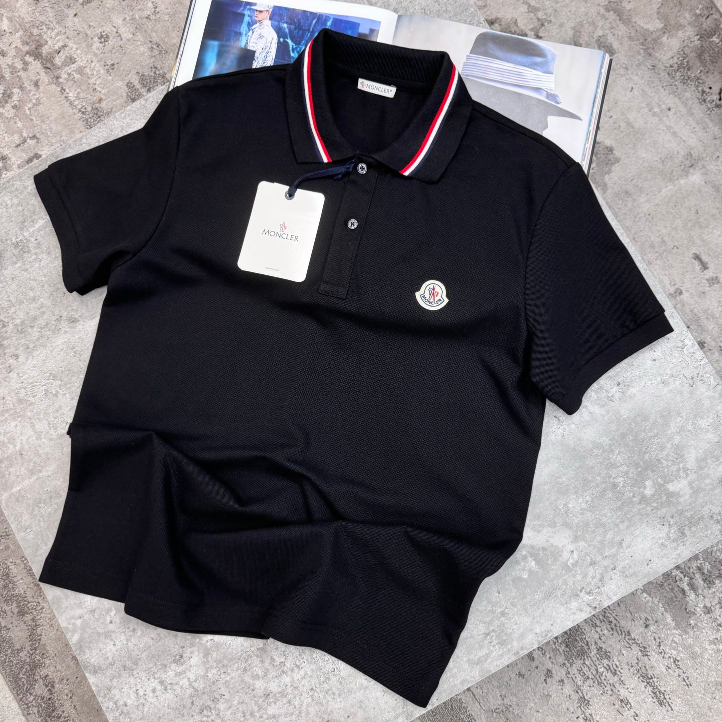 MNCLR - STRIPED COLLAR POLO - BLACK