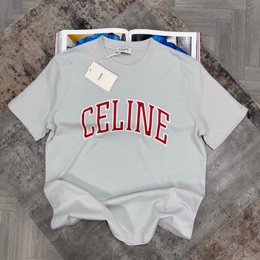 CELIN LOGO T SHIRT - GREY / RED