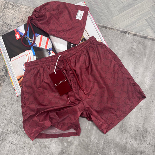 GG BAGGED SWIM SHORTS - BURGUNDAY