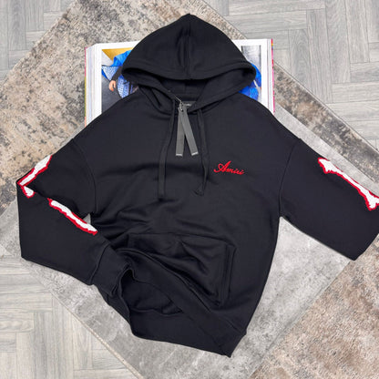 AM BONE HOODIE - BLACK / RED