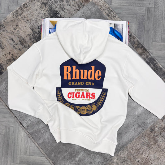 RHU PREMIUM CIGARS HOODIE - WHITE