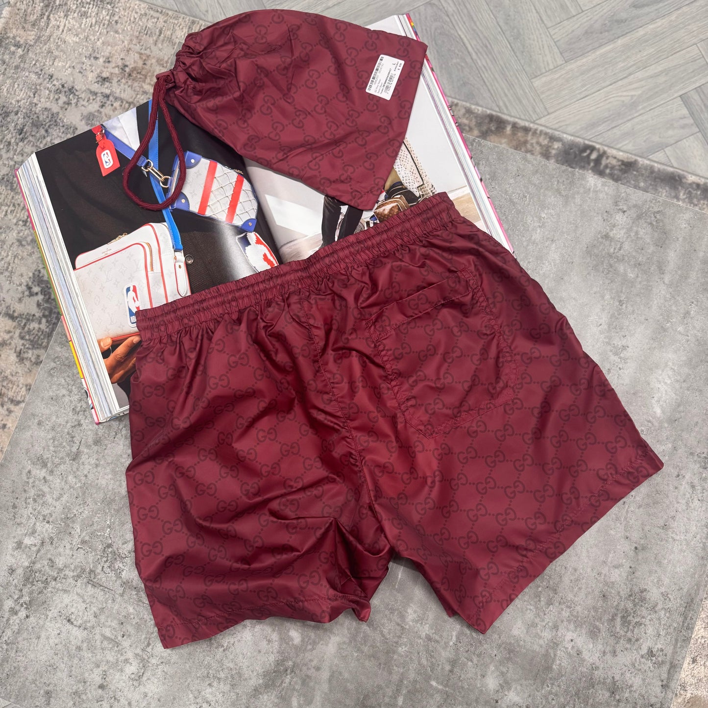 GG BAGGED SWIM SHORTS - BURGUNDAY