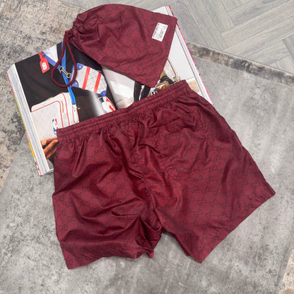 GG BAGGED SWIM SHORTS - BURGUNDAY