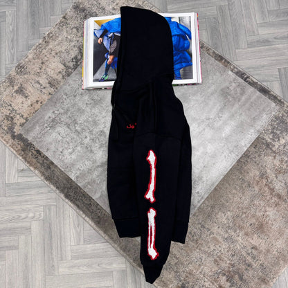 AM BONE HOODIE - BLACK / RED