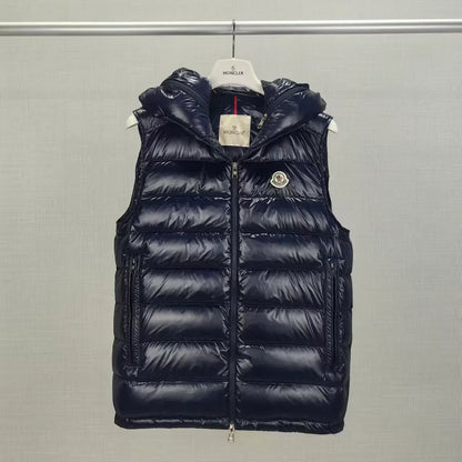 (PRE ORDER) MNCLR HOODED GILET - NAVY & BLACK