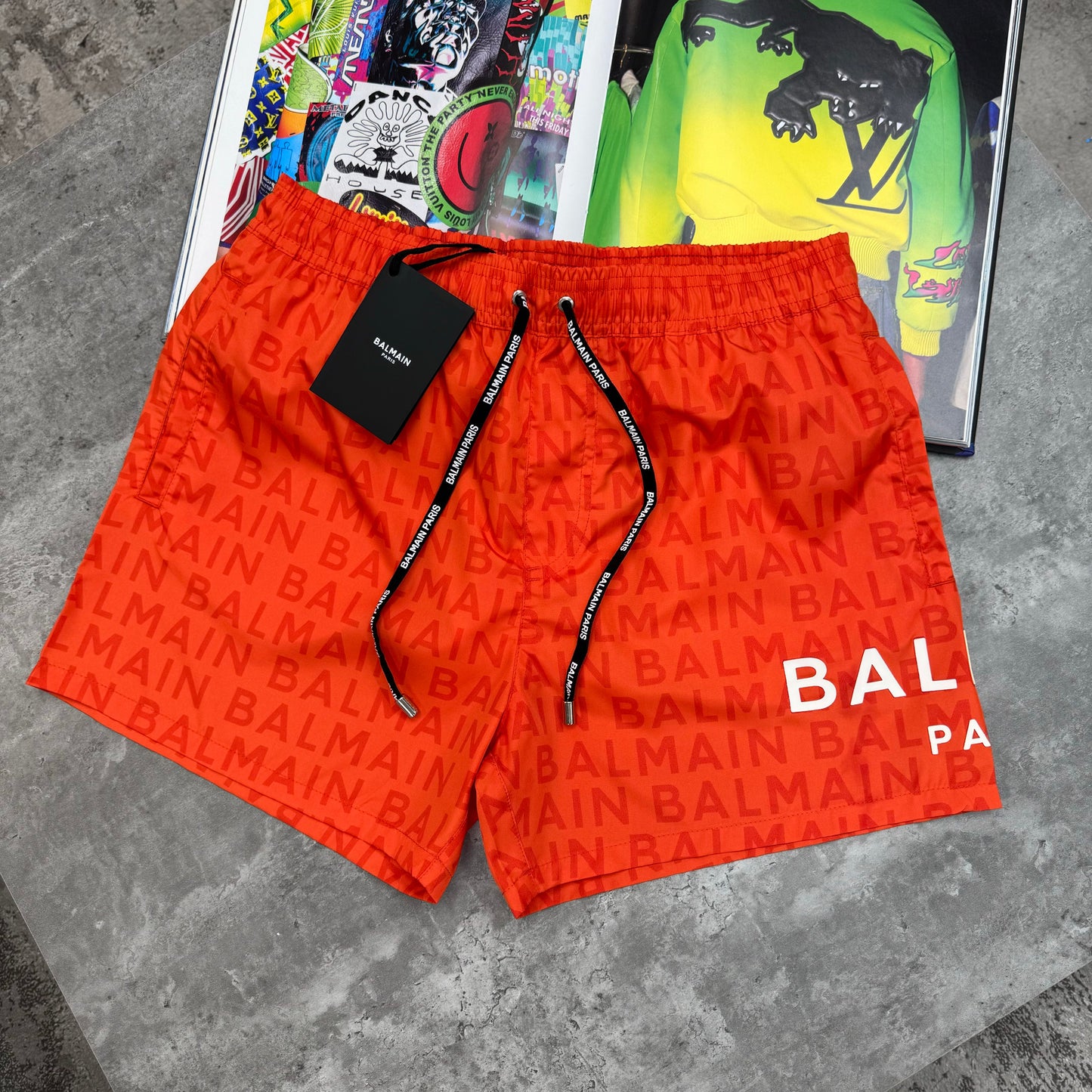 BALMAIN SLIM FIT SWIM SHORTS - ORANGE