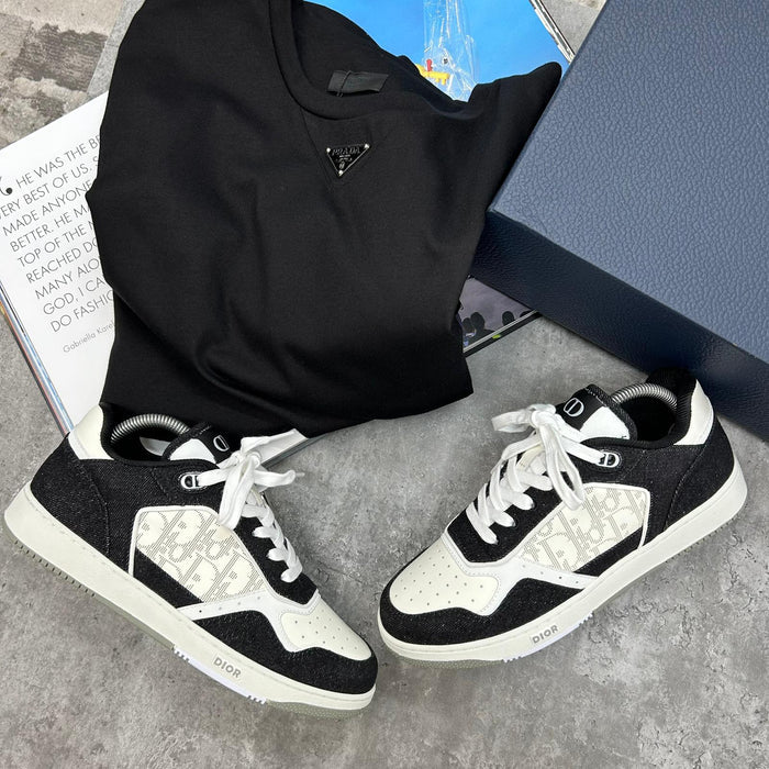 (PRE ORDER) B27 TRAINERS - BLACK DENIM / WHITE