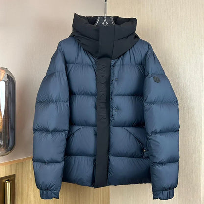 (PRE ORDER) MNCLR BLACK BADGE PUFFER COAT - GREY, BLACK & BLUE