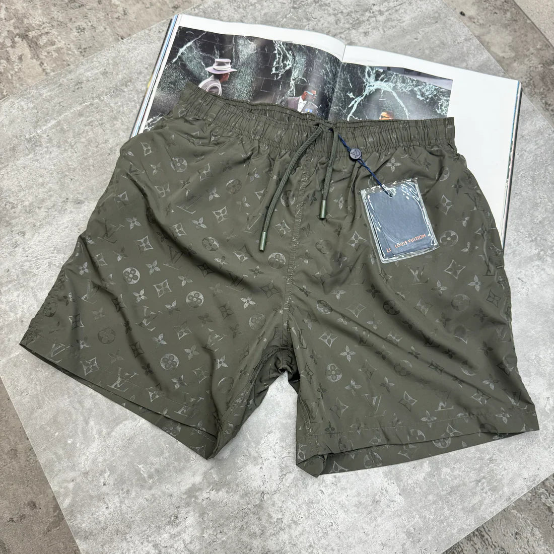 LVE MONOGRAM SWIM SHORTS - KHAKI